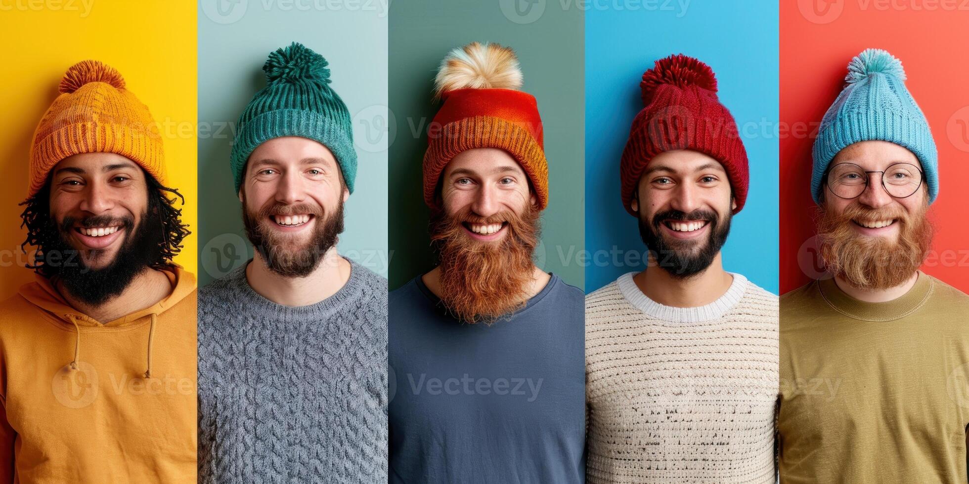 Group of Men With Beards and Hats photo