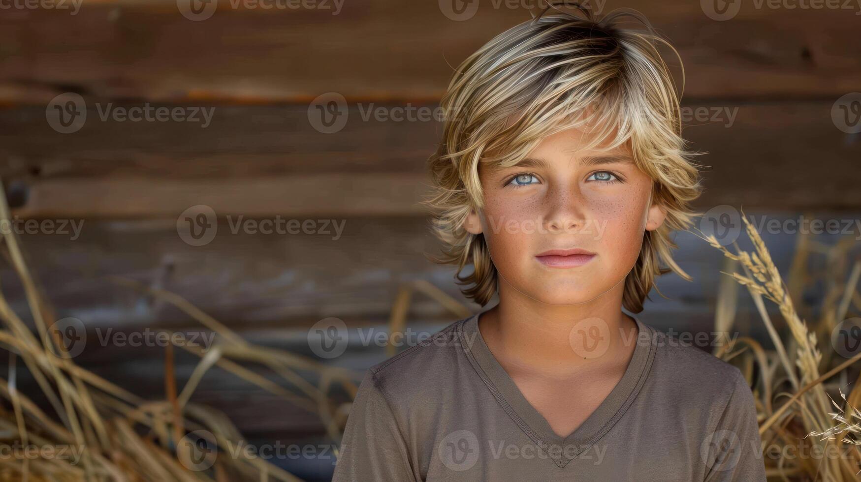 Young Boy Standing in Tall Grass photo
