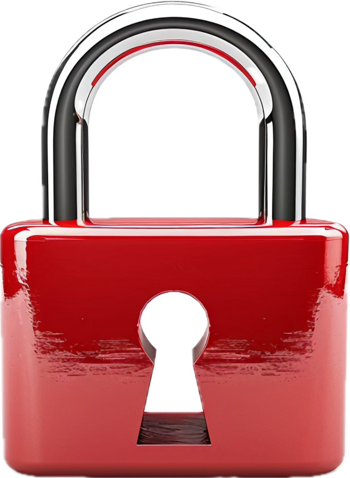 Rustic Red Padlock with Keyhole. png