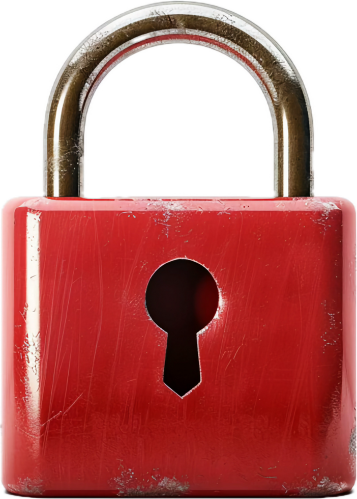 Rustic Red Padlock with Keyhole. png