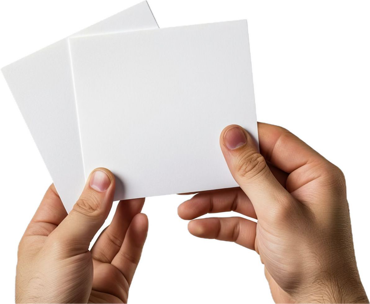Hand Holding Blank White Card. png