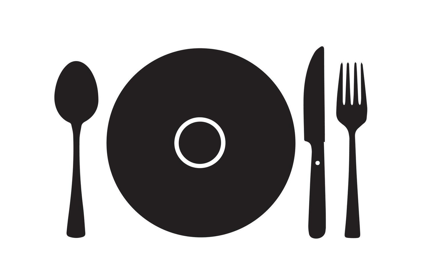 Knife, fork, spoon and plate for any use illustration vector