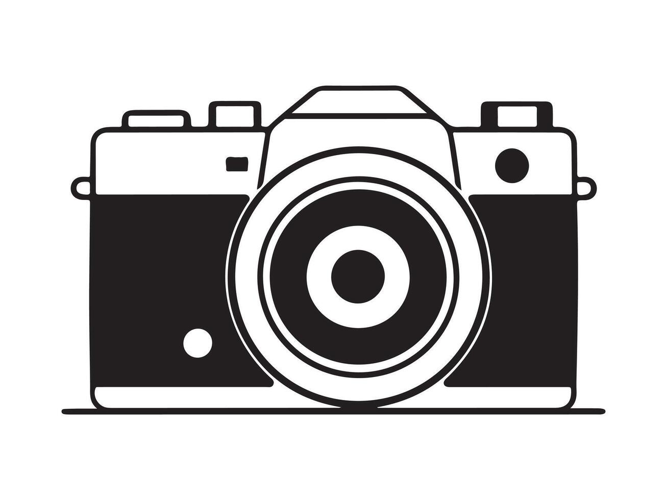 Digital photo camera Simple outline flat icon isolated on blue background vector