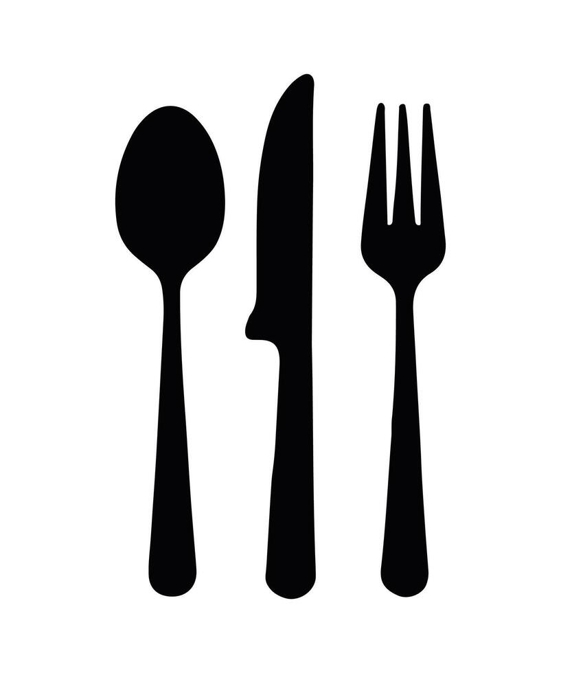 Cutlery silhouette. spoon fork knife icon symbol in white background vector
