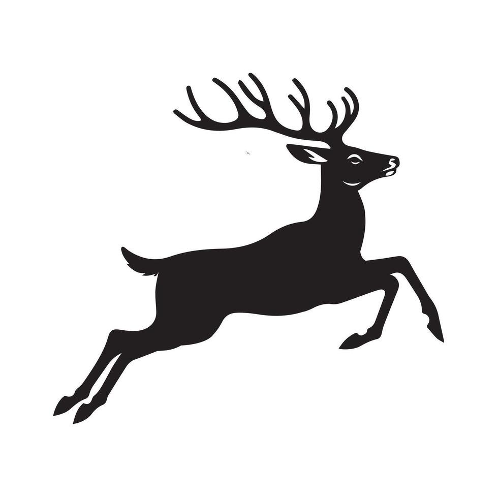 A Deer Running Illustration in black and white vector
