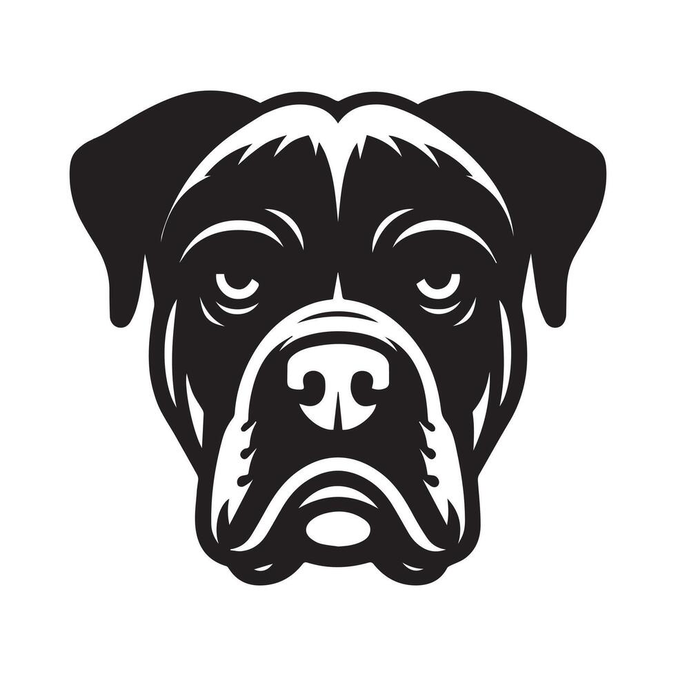 Stern Cane Corso dog Illustration in black and white vector