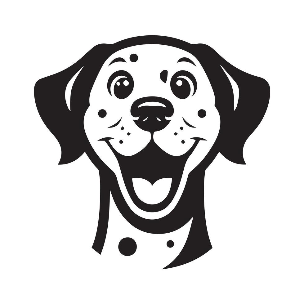 A Excited Dalmatian Dog face Illustration in black and white vector