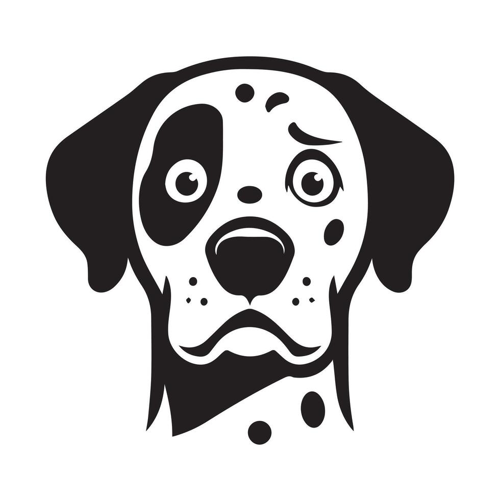 An Anxious Dalmatian Dog face Illustration in black and white vector