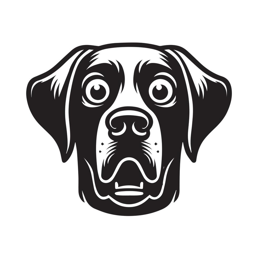 A Surprised Chesapeake Bay Retriever Dog Face Illustration in black and white vector