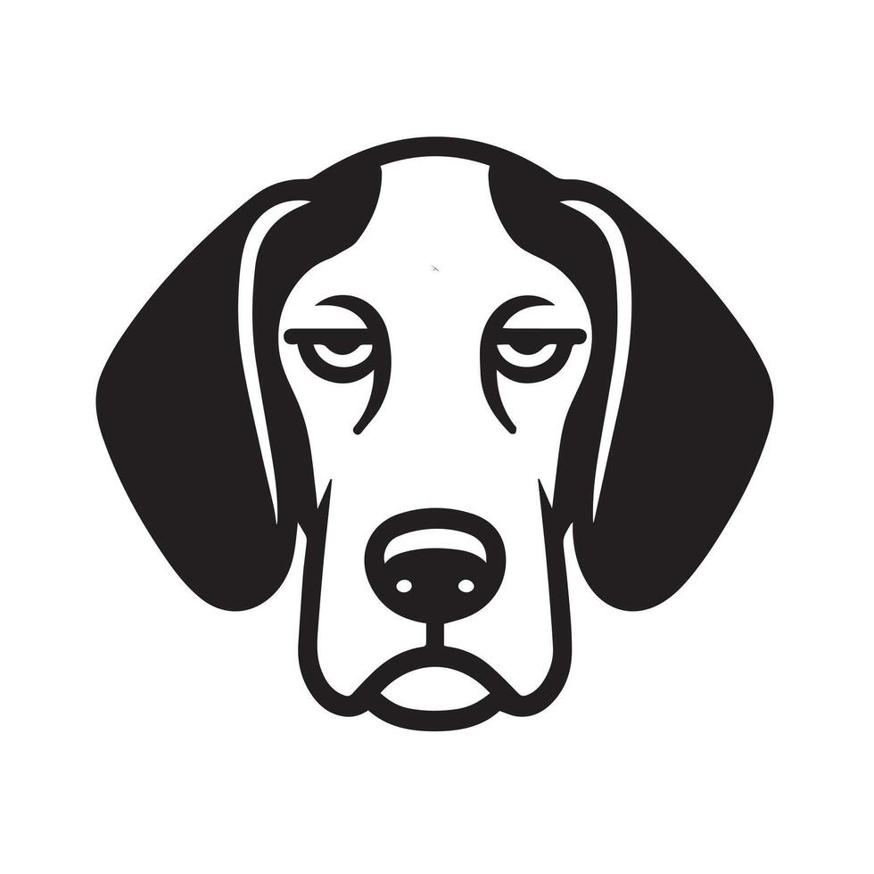 A Bored English Foxhound Dog Face Illustration in black and white vector