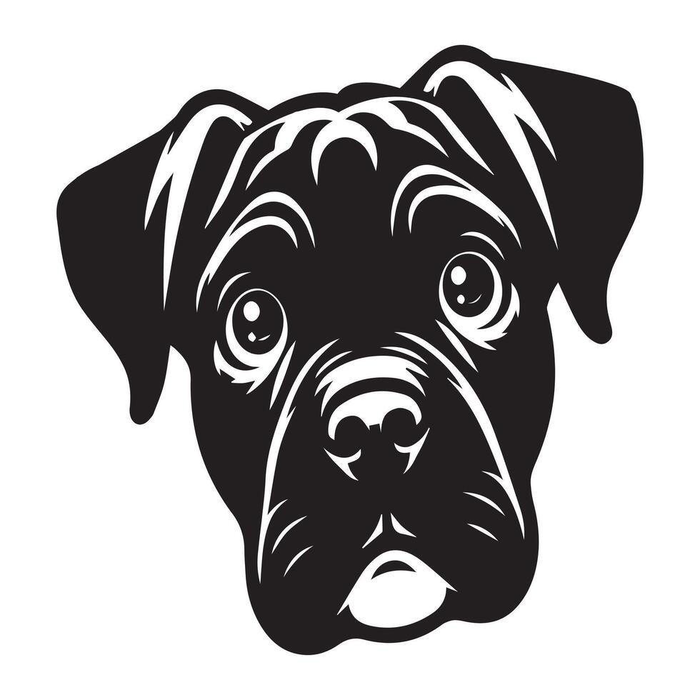A Curious Cane Corso Dog face Illustration in black and white vector