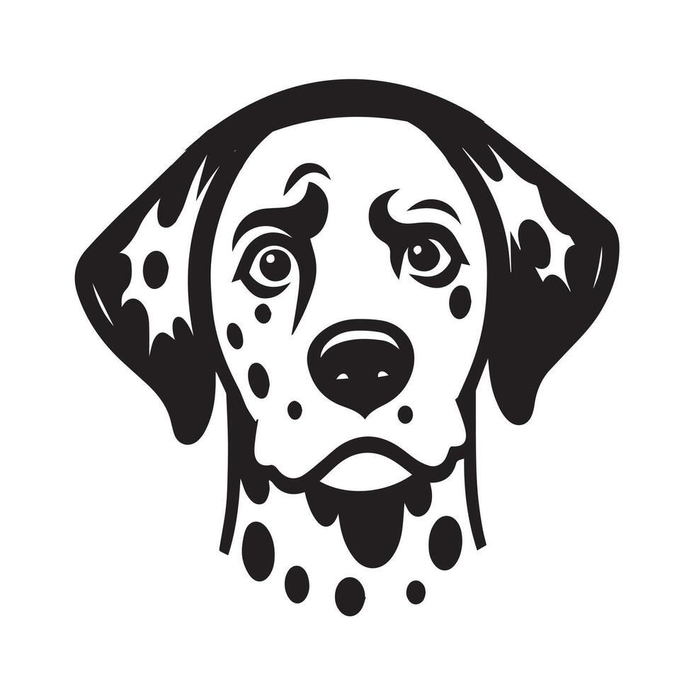 A Confused Dalmatian Dog face Illustration in black and white vector