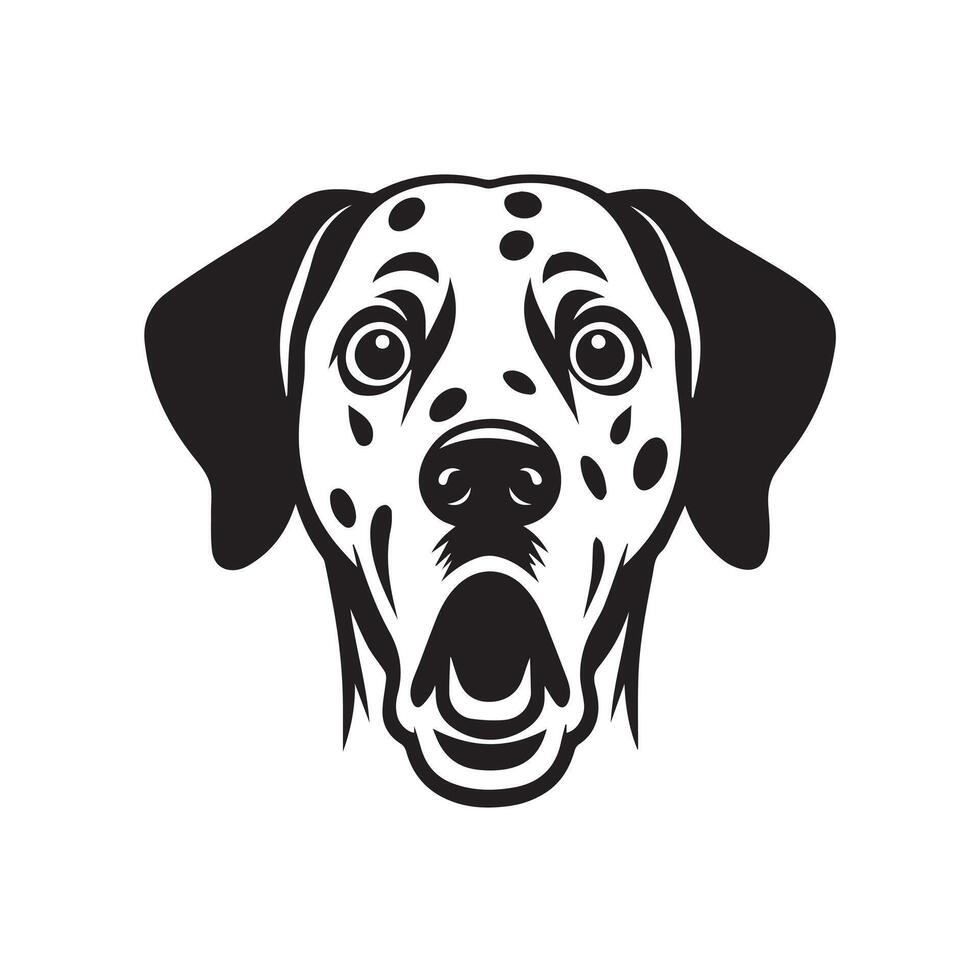 A Surprised Dalmatian Dog face Illustration in black and white vector