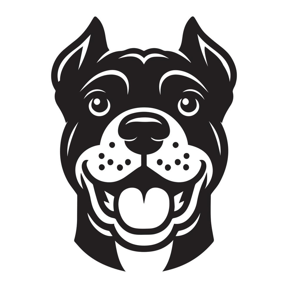 A Happy Cane Corso Dog face Illustration in black and white vector