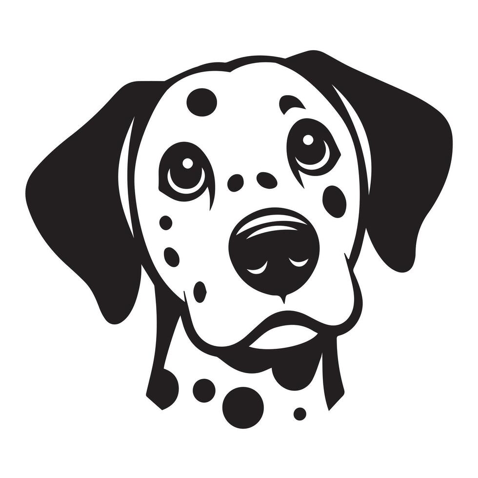 A Curious Dalmatian Dog face Illustration in black and white vector
