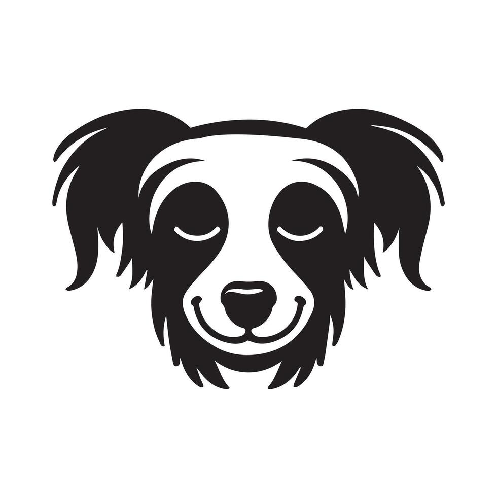 An Embarrassed Chinese Crested Dog face Illustration in black and white vector