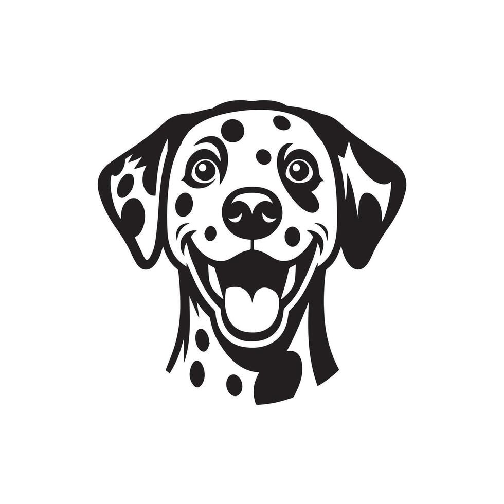 A Playful Dalmatian Dog face Illustration in black and white vector