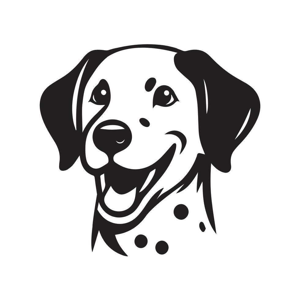 A happy Dalmatian Dog face Illustration in black and white vector