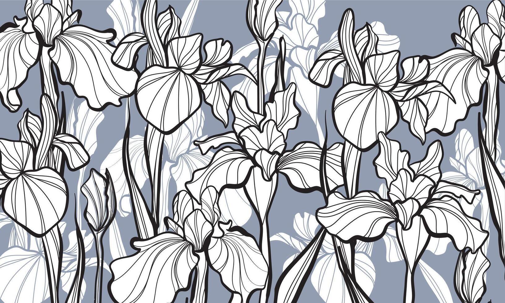 Beautiful Iris Flower Line Art Background vector