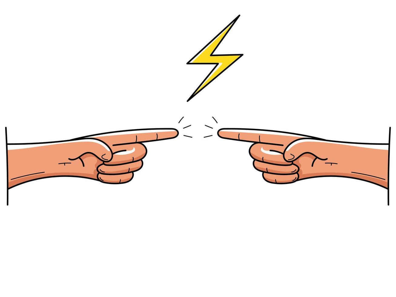 Two pointing hands opposite each other. accusation illustration vector