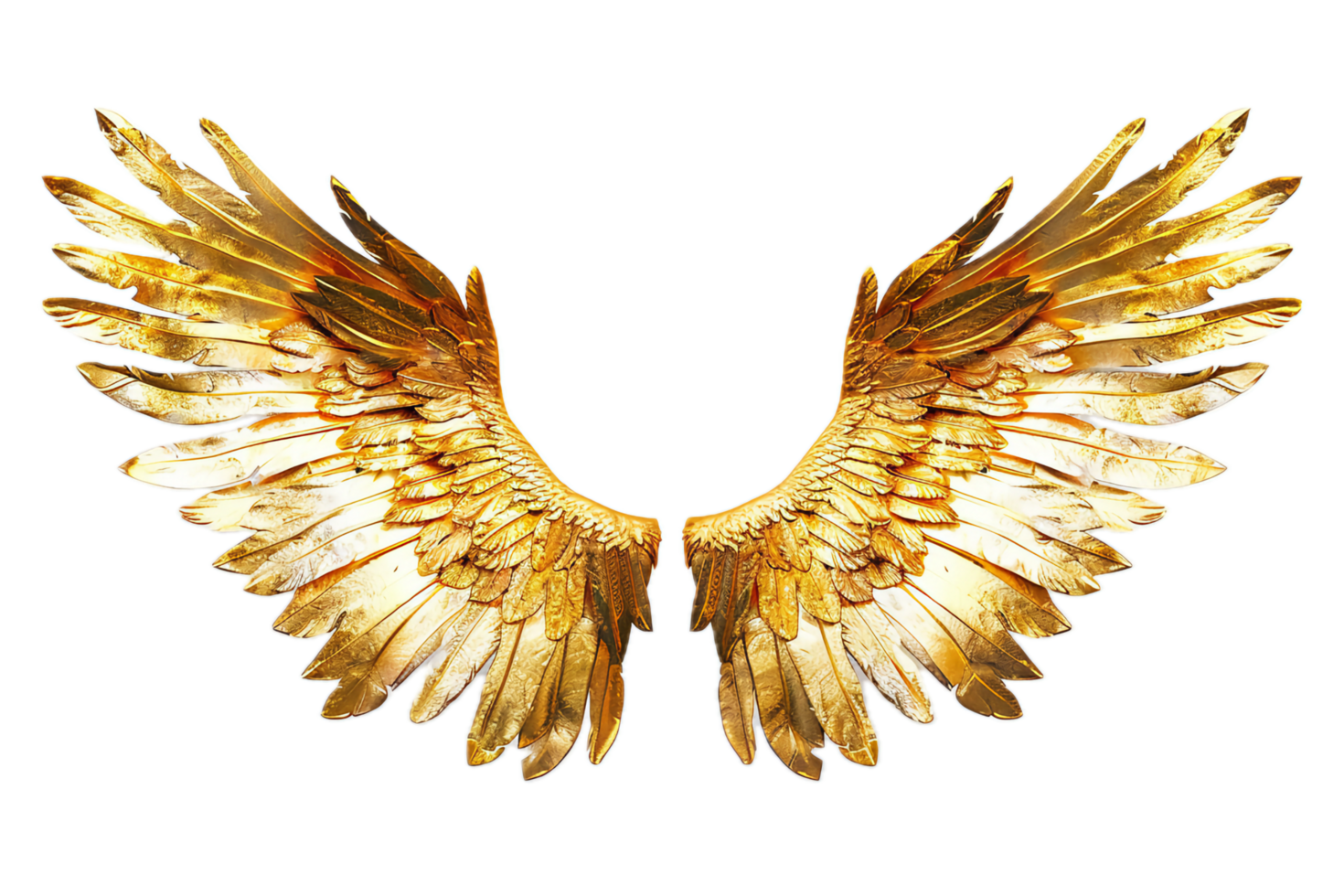 Golden Feathered Angel Wings. png