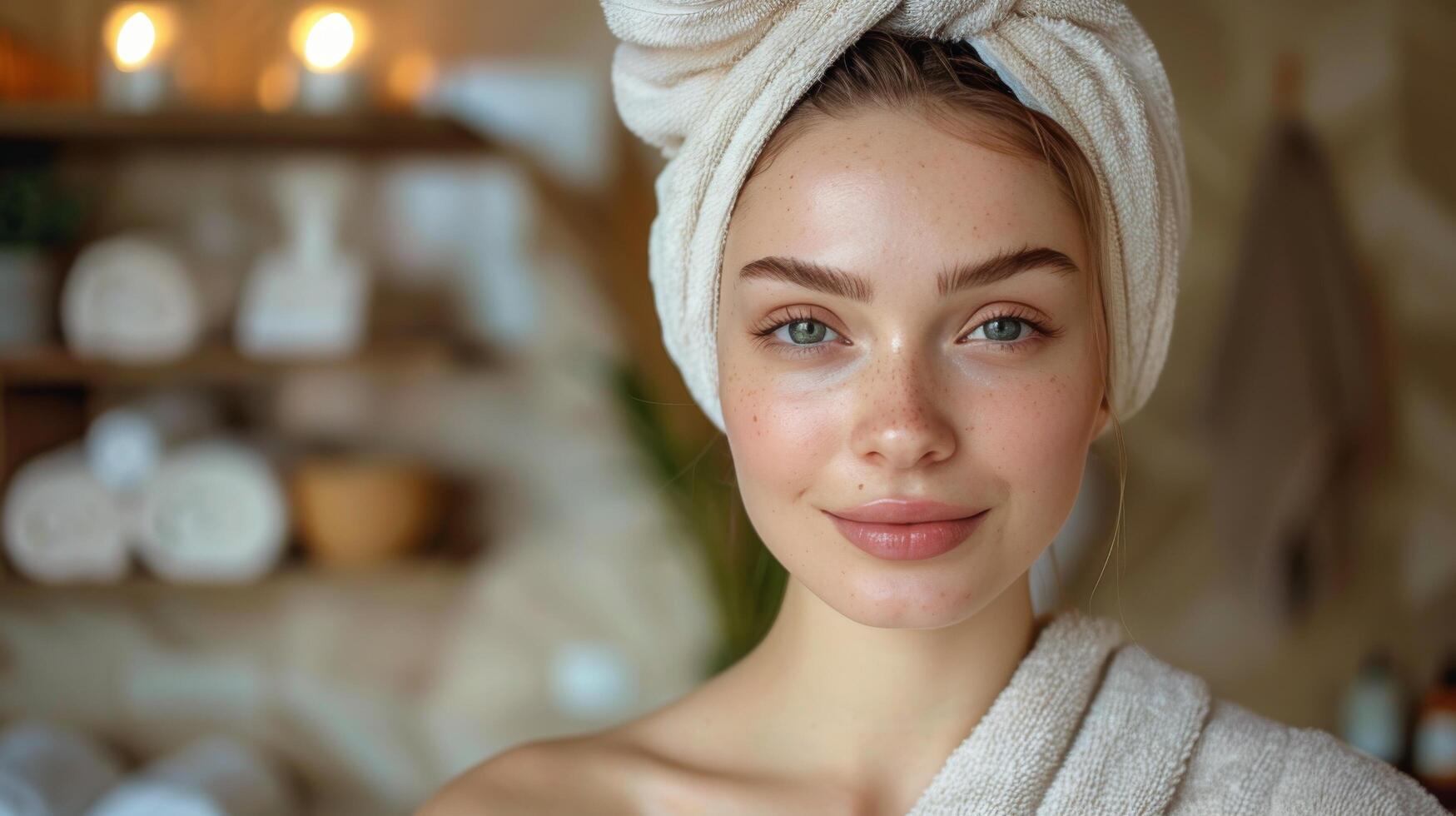 Woman Drying Hair With Towel photo