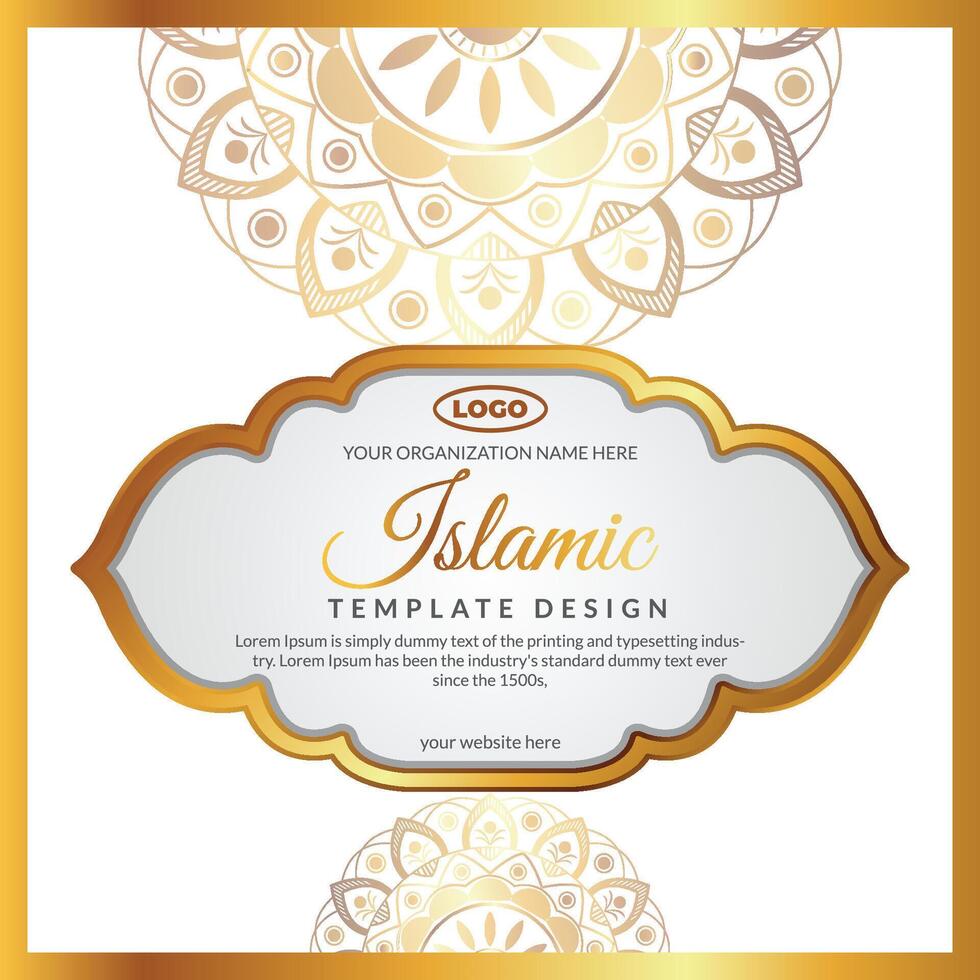 Luxury golden Islamic frame and Islamic poster design template vector