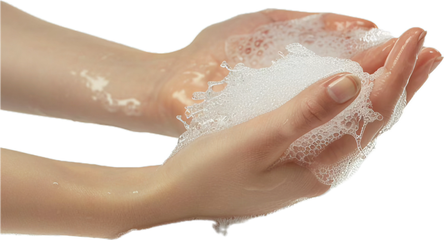 Hands Lathered with Soap and Bubbles. png