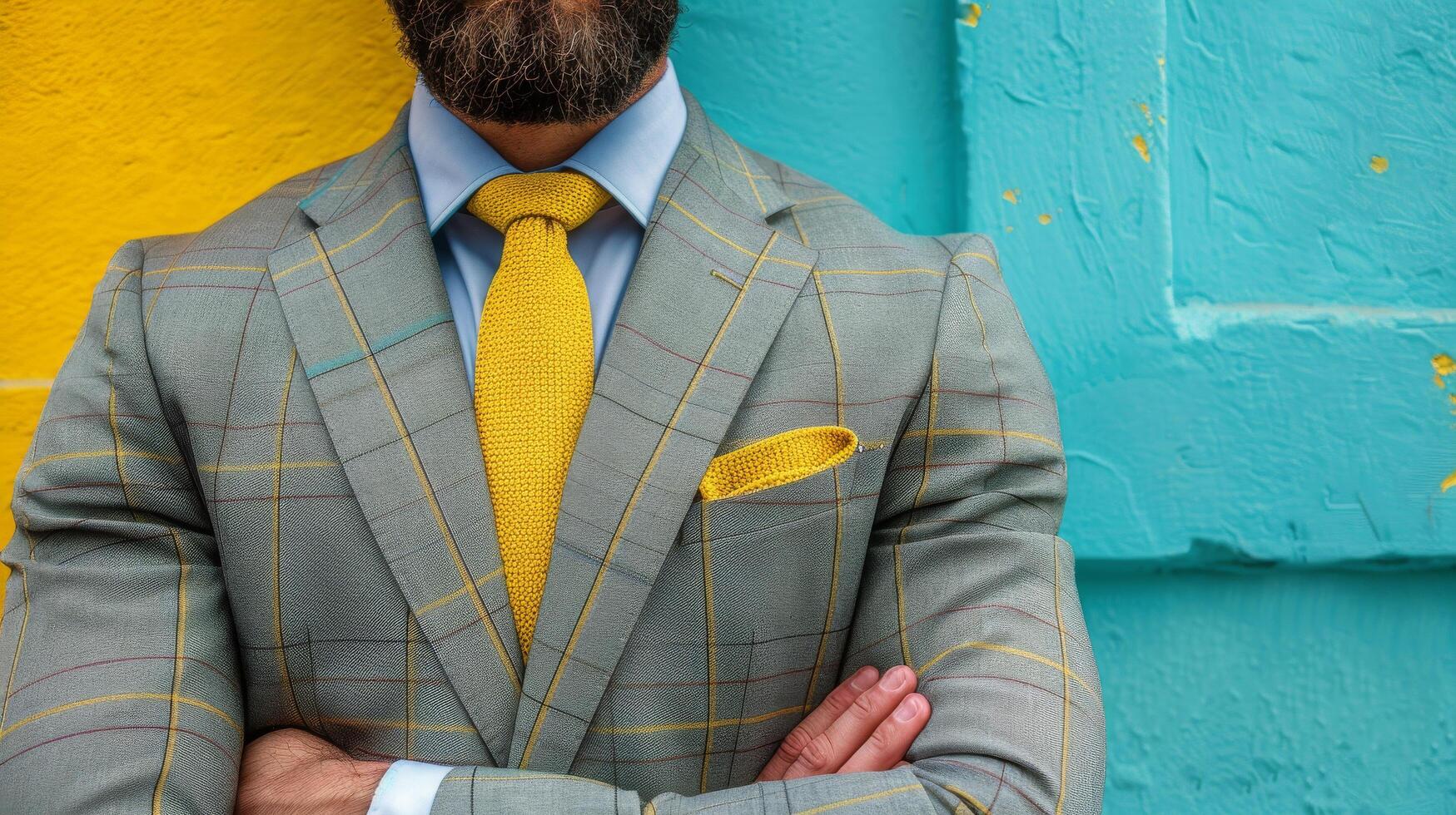 Bearded Man in Suit With Yellow Tie photo