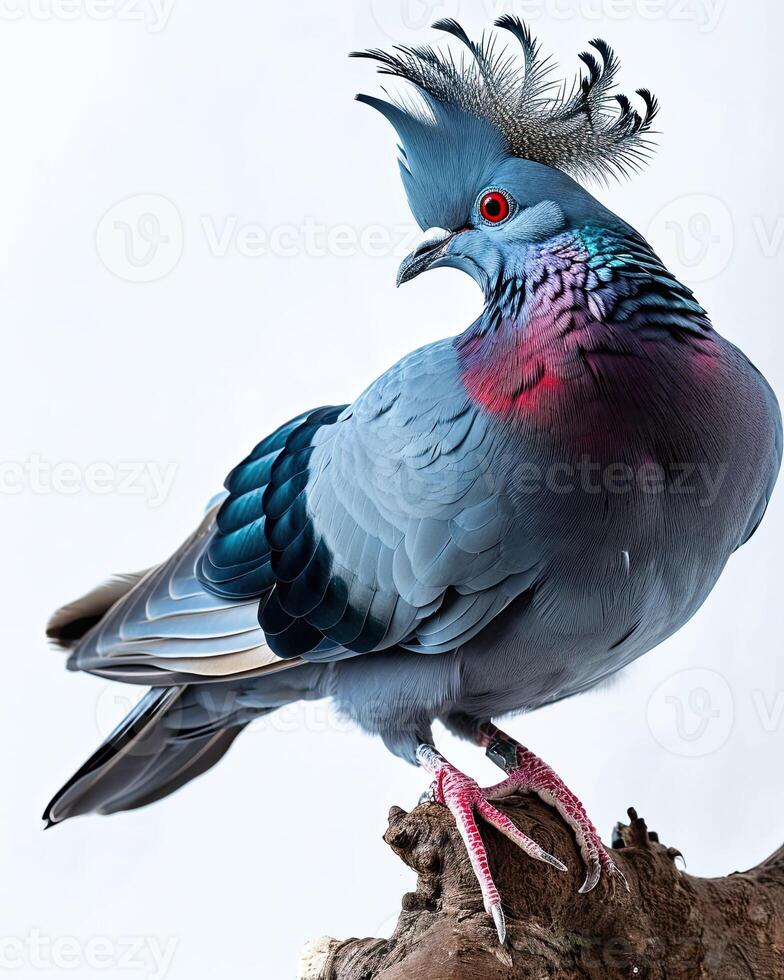 victoria crowned pigeon standing on the root in the studio photo