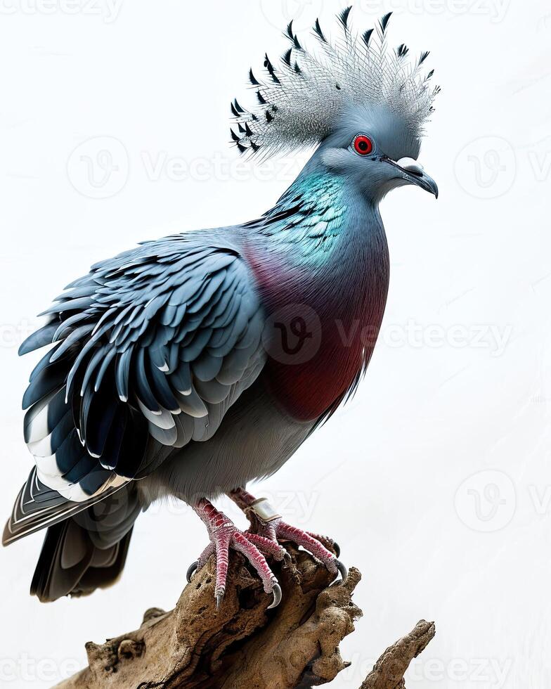 victoria crowned pigeon standing on the root in the studio photo
