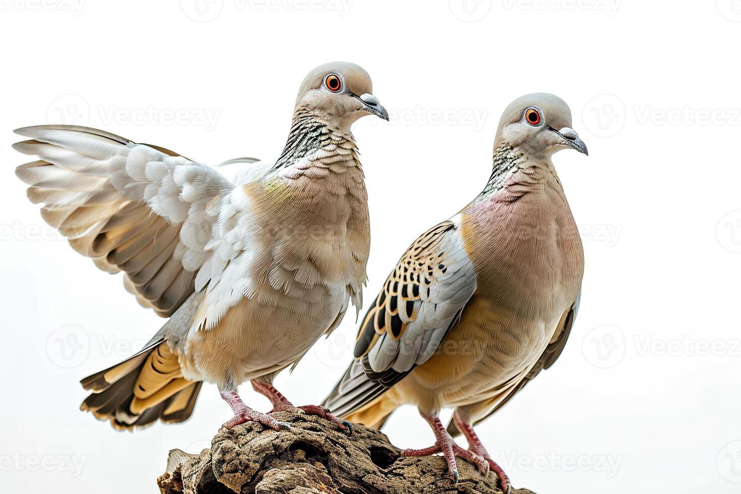 a Couple of Pigeon standing on small root in Studio photo