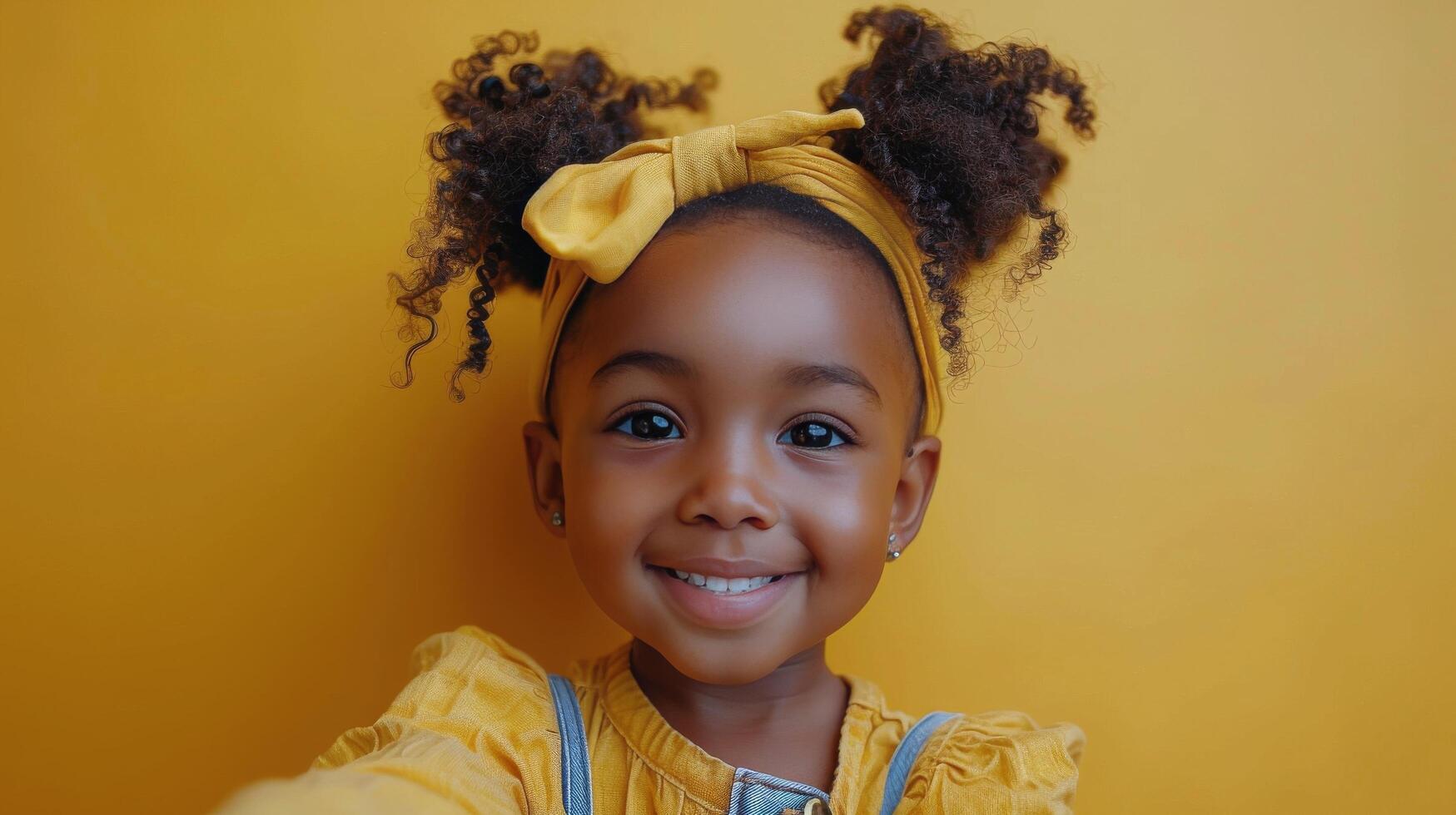 Little Girl With Yellow Bow in Hair photo