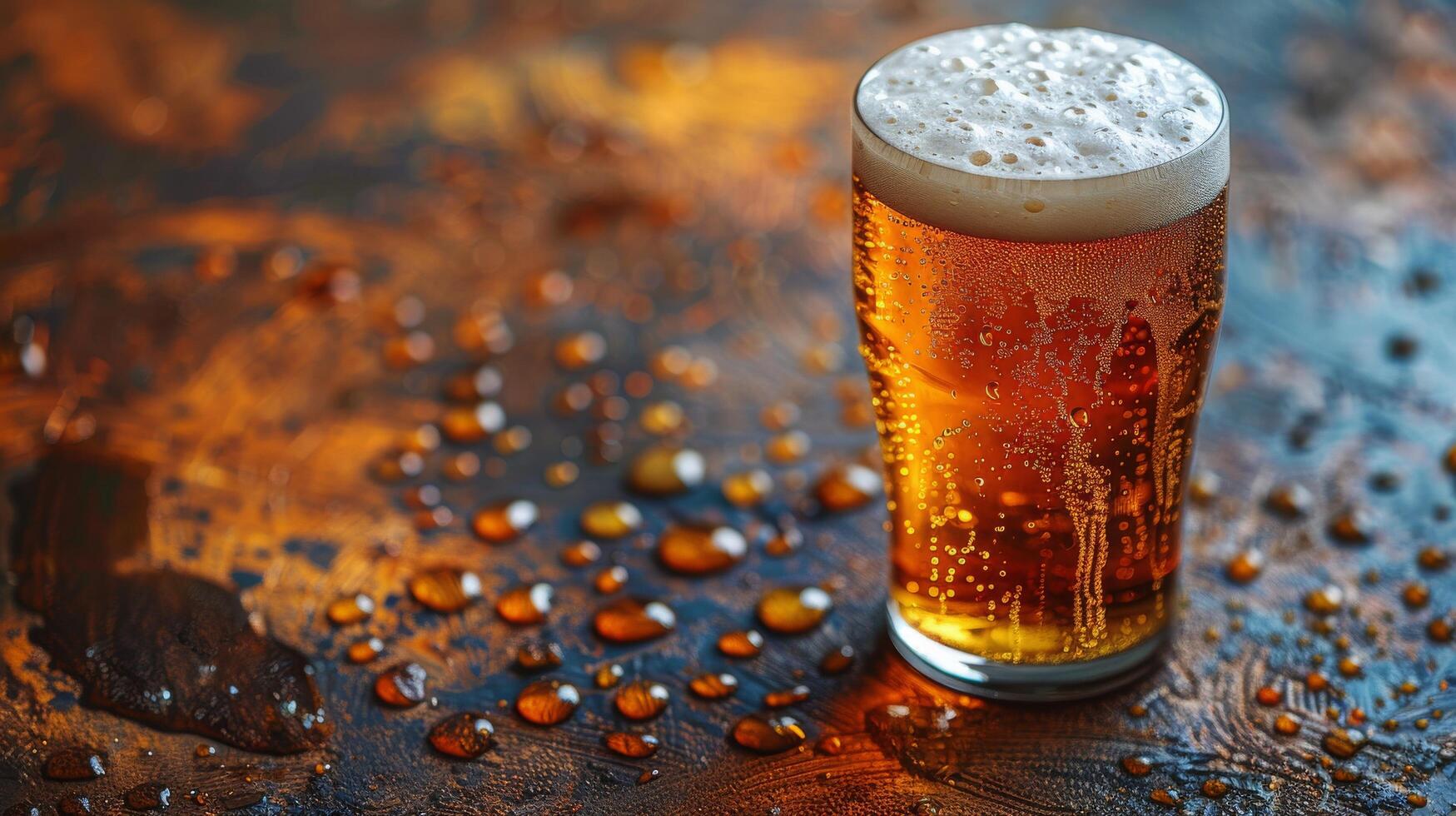 Glass of Beer on Table photo