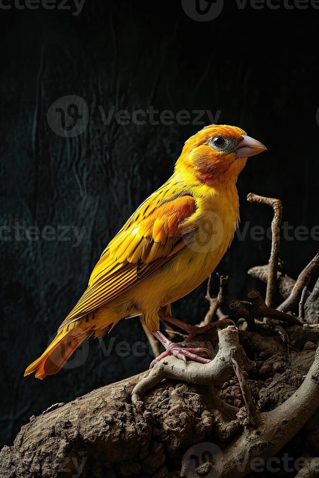 Canary Bird Isolated on dark background photo