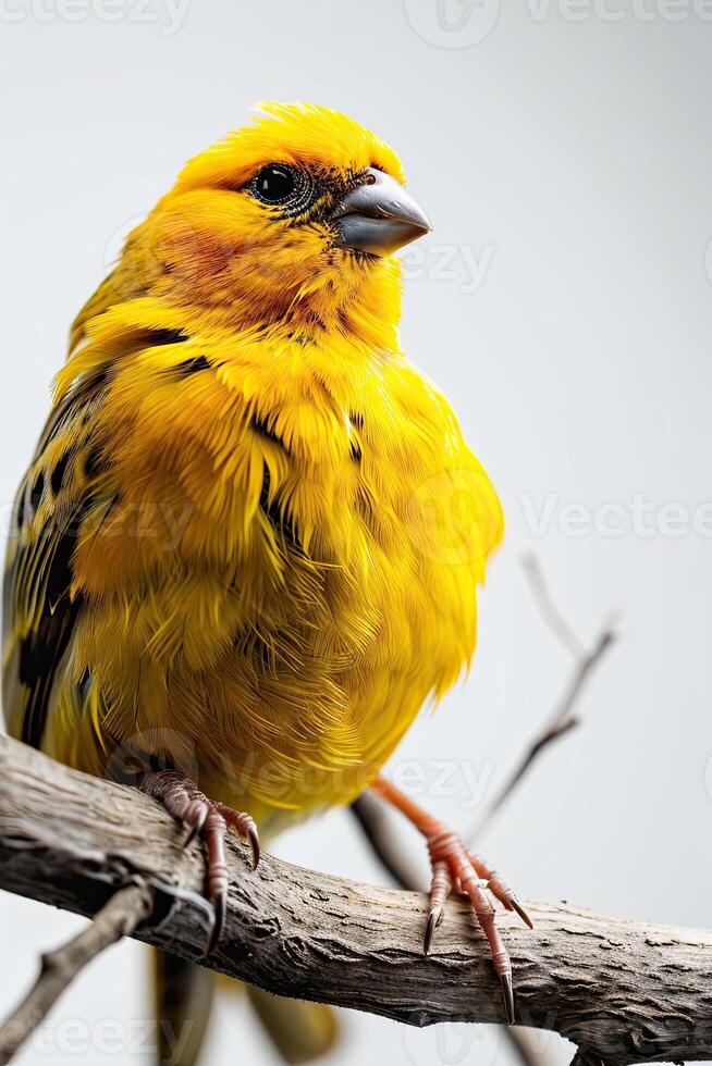 Canary Bird standing in studio white photo