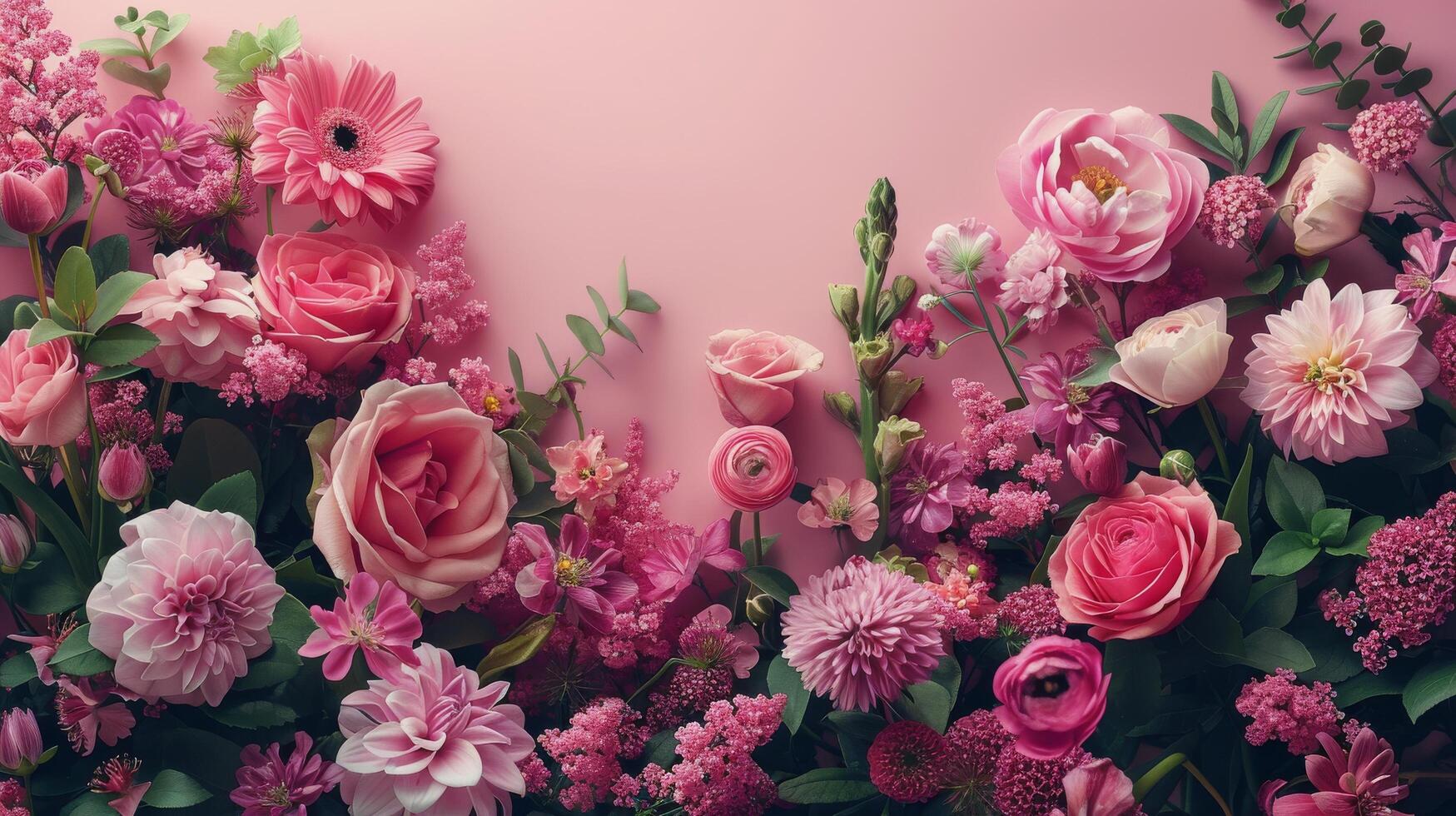 Pink Flowers on Pink Background photo