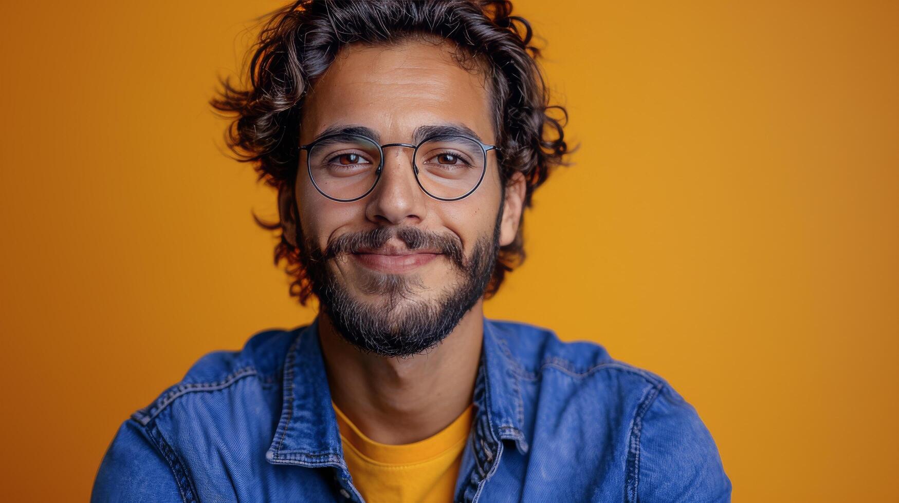 Man Wearing Glasses and Denim Jacket photo