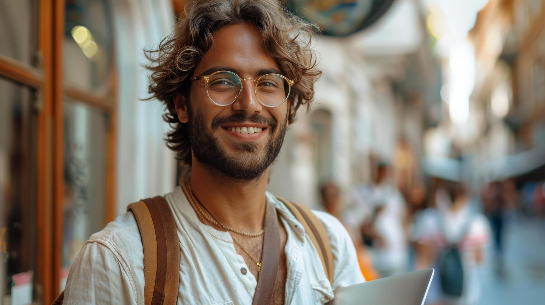 Man Working on Laptop at Table photo
