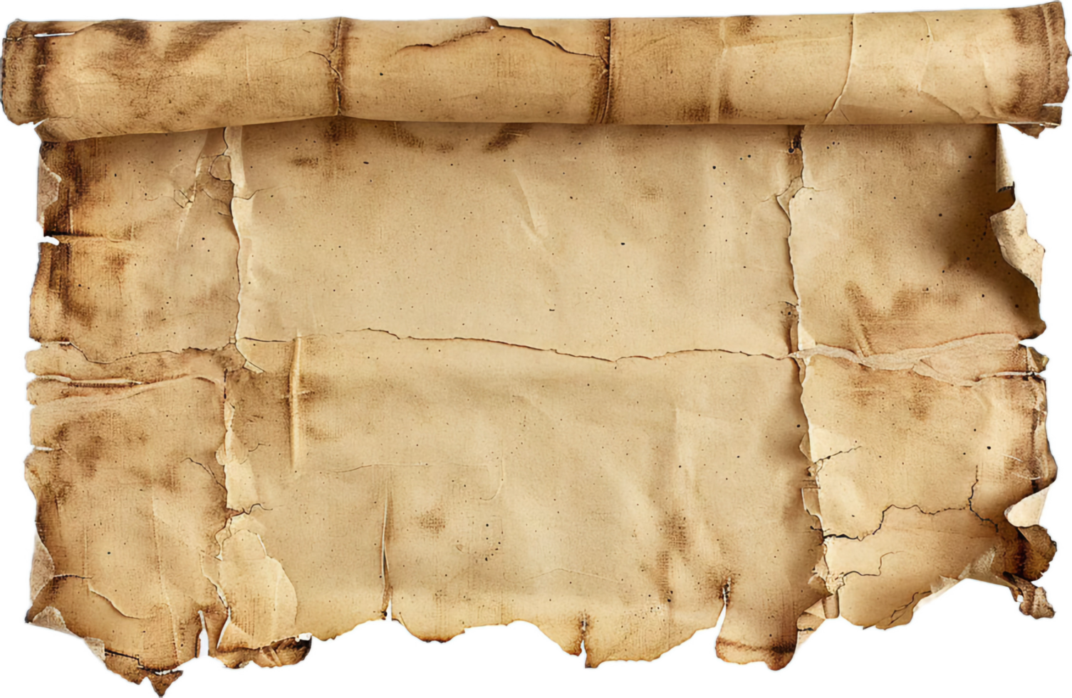 Aged Scroll Paper with Torn Edges. png
