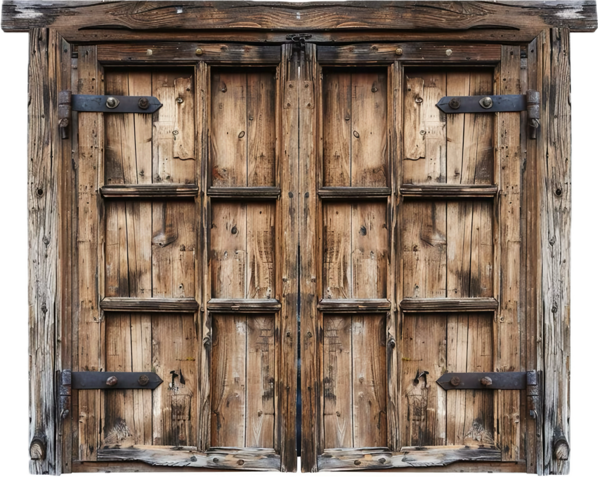 Rustic Wooden Window with Shutters. png