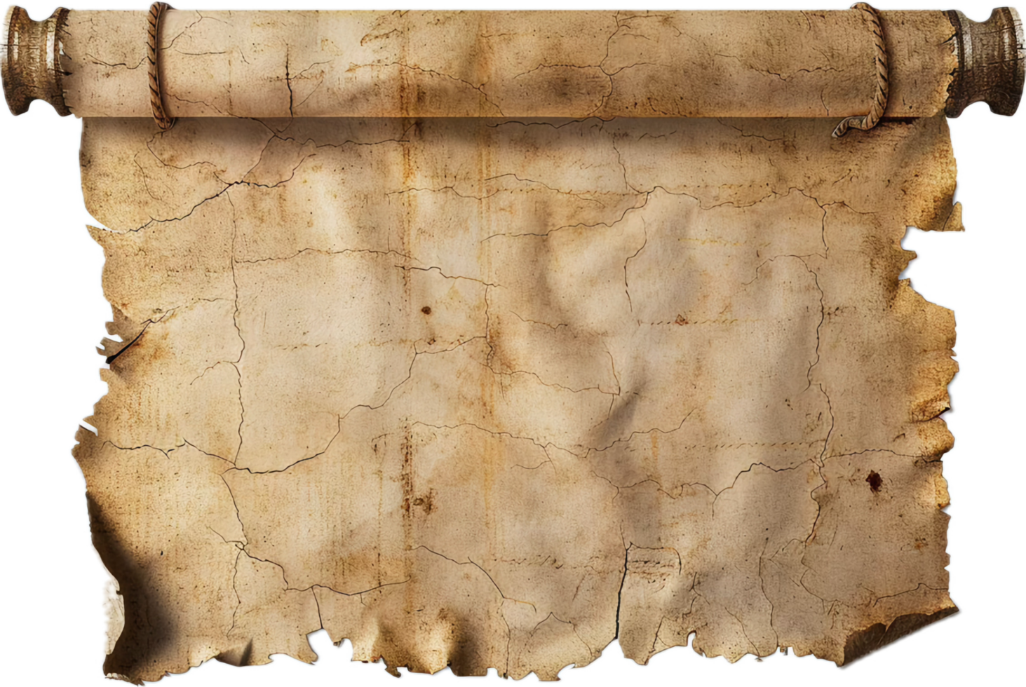 Aged Scroll Paper with Torn Edges. png