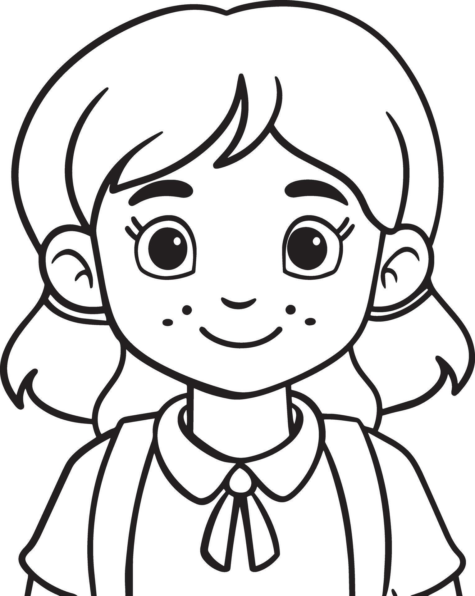 Cute Little School Girl Illustration Black And White 46006945 Vector cute-little-school-girl-illustration-black-and-white-46006945-vector