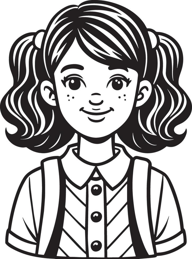 little child illustration black and white vector