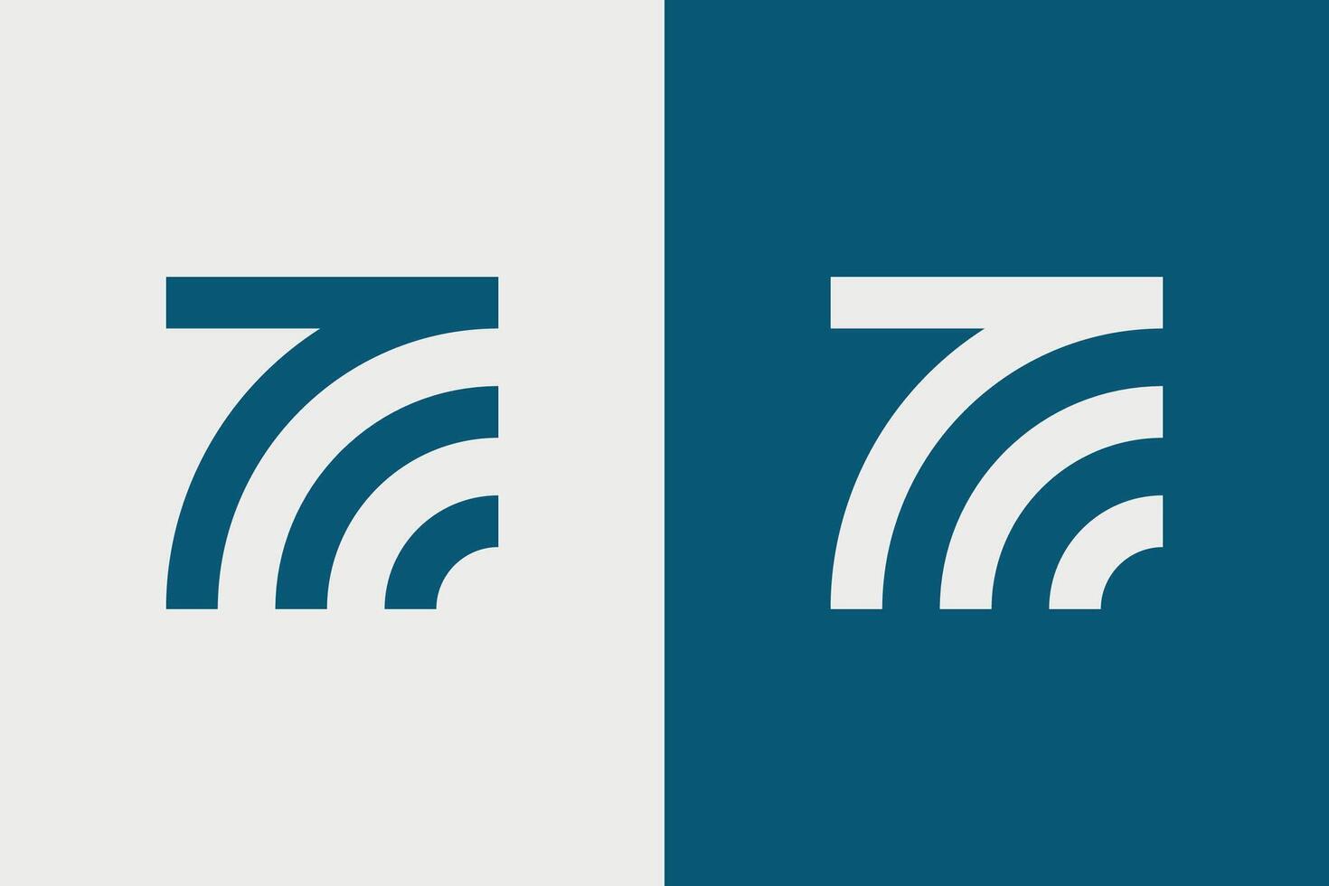 7 or T Wifi Logo. This logo is a combination of the number 7 or the letter T and the wifi with modern and simple. vector