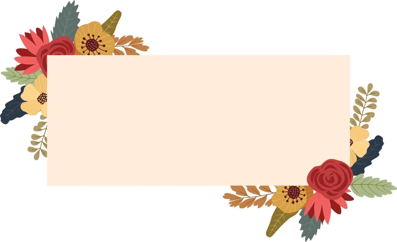 Floral frame with flowers and leaves. Frame for wedding, print design or greeting. vector