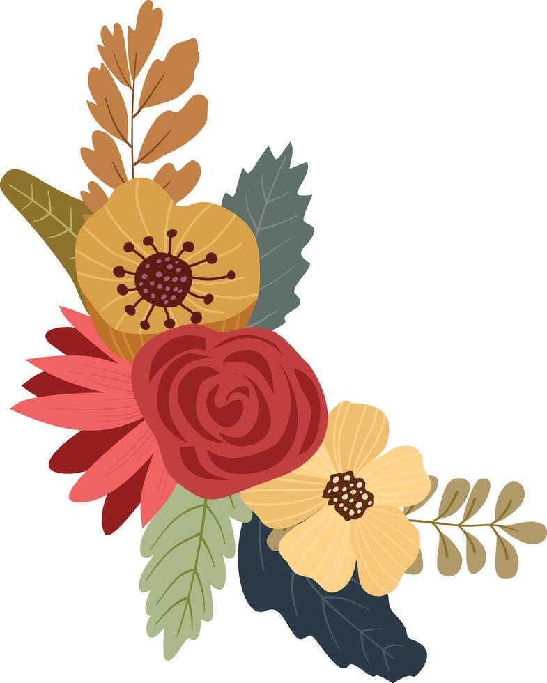 Flower bouquet illustration Isolated on White Background. vector