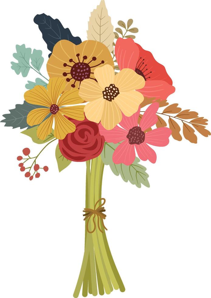 Flower bouquet illustration Isolated on White Background. vector
