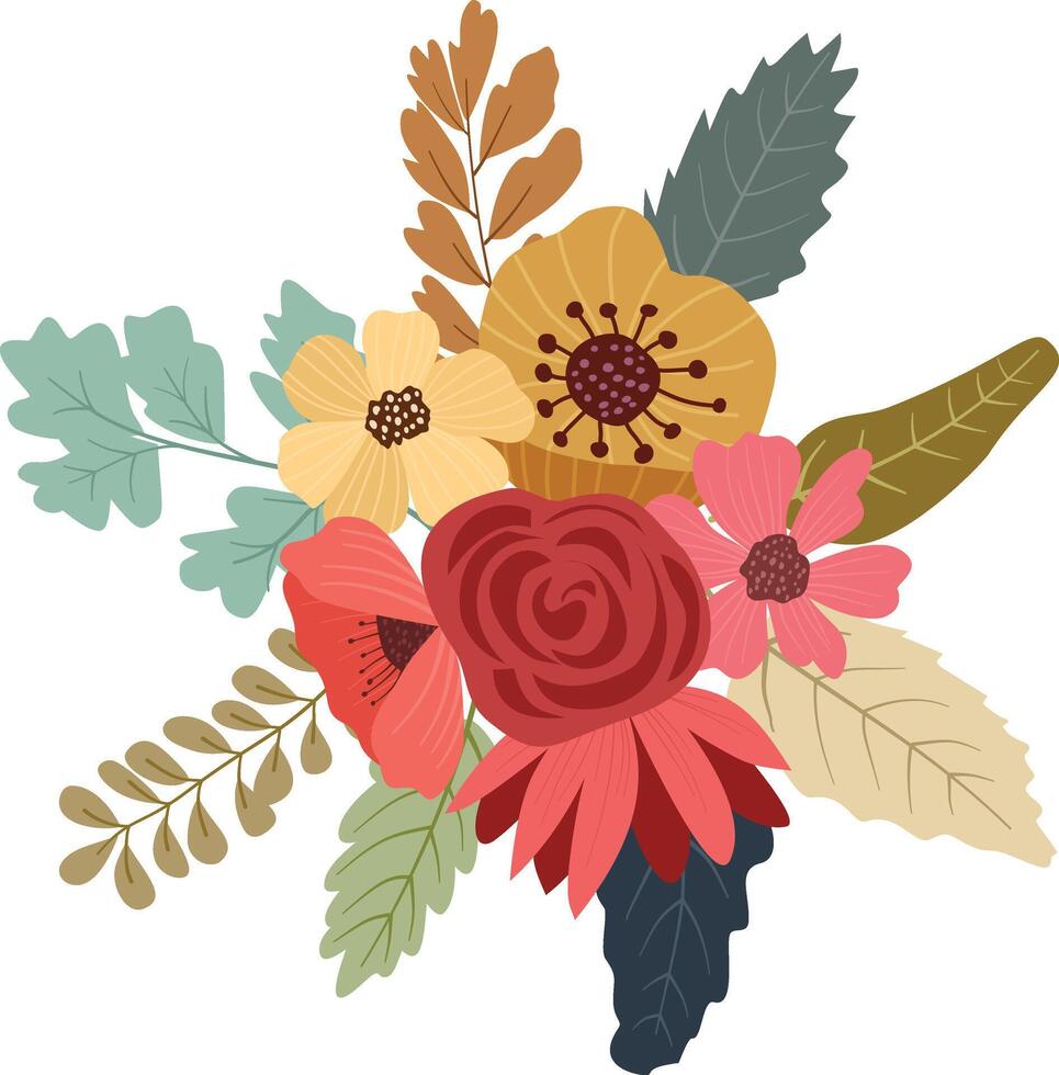 Flower bouquet illustration Isolated on White Background. vector