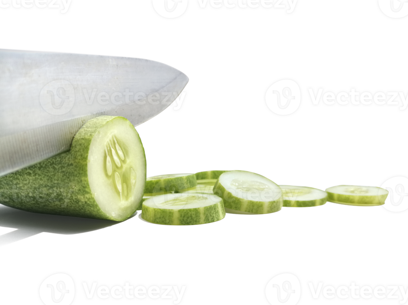 Cutting Fresh Green Cucumber, transparent background png